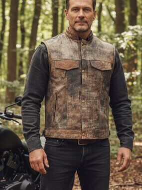 RIDERACT® Leather Motorcycle Vest SOA Style Biker Riding Vest